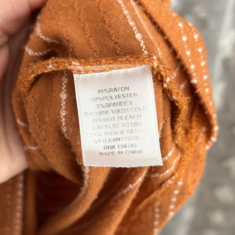 Women's Button-Trim Rust Stripe Boatneck Top - Picture 4 of 5